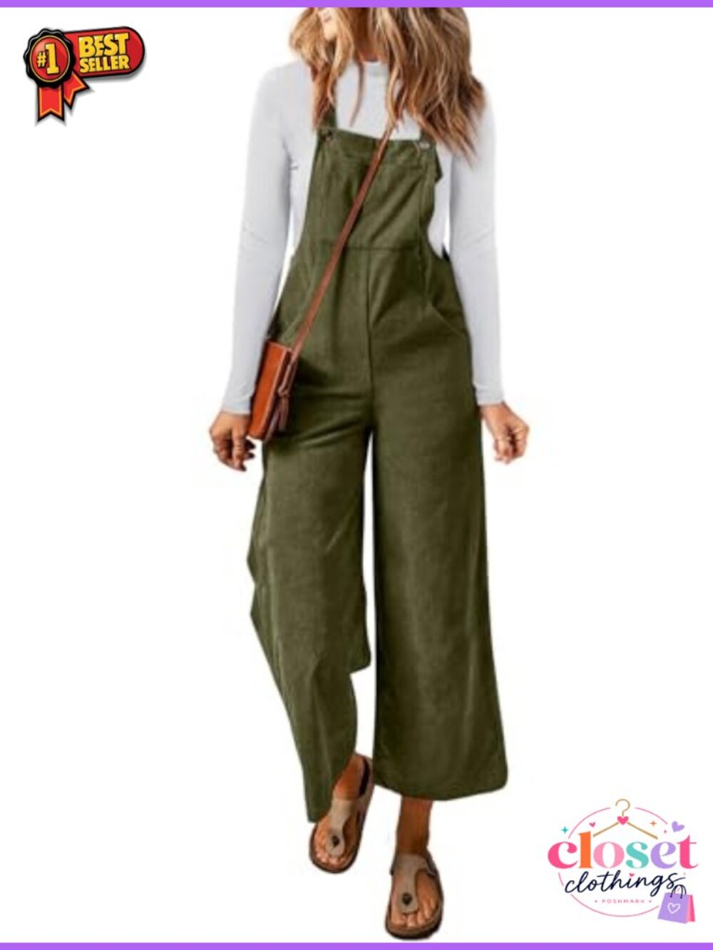 Corduroy Overalls Adjustable Strap Wide Leg Jumpsuit with Pockets